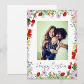 Elegant Botanical Floral Photo Happy Easter  シーズンカード (正面/裏面)