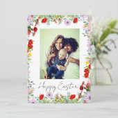 Elegant Botanical Floral Photo Happy Easter  シーズンカード (スタンド正面)
