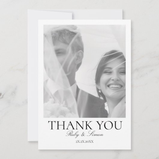 Elegant Botanical Floral Wedding サンキューカード (正面)