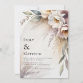Elegant Botanical Floral Wedding Invitation 招待状 (正面)