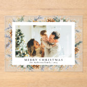 Elegant Botanical Foliage | Photo Christmas Card アクリル招待状 (正面)