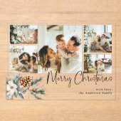 Elegant Botanical Foliage Photo Christmas Card アクリル招待状 (正面)