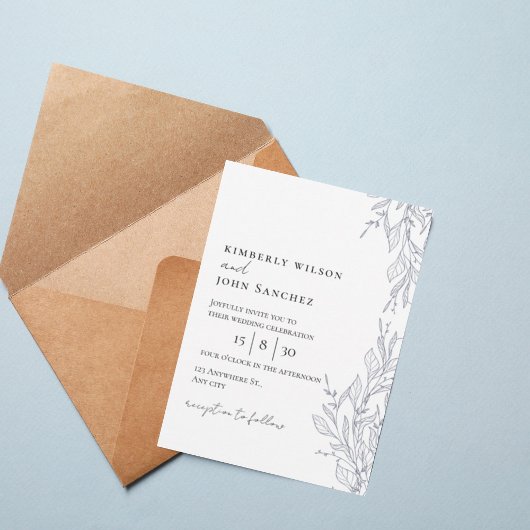 Elegant Botanical Frame Wedding Invitation 招待状