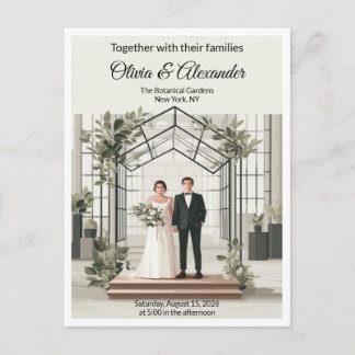 Elegant Botanical Garden Greenhouse Wedding ポストカード