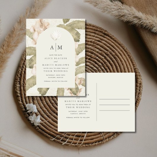 Elegant Botanical Garden Wedding Save the Date 案内ポストカード