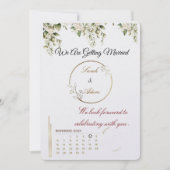 Elegant botanical gold frame save the date card 招待状 (正面)