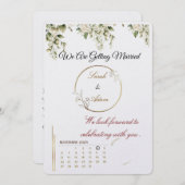 Elegant botanical gold frame save the date card 招待状 (正面/裏面)