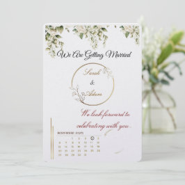  Elegant botanical gold frame save the date card 招待状