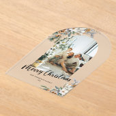 Elegant Botanical Greenery Arch Christmas Card アクリル招待状 (レイダウン)