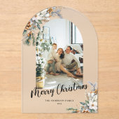 Elegant Botanical Greenery Arch Christmas Card アクリル招待状 (正面)
