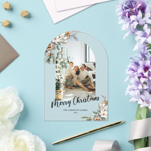 Elegant Botanical Greenery Arch Christmas Card アクリル招待状 (インサイチュ (ウェディング))