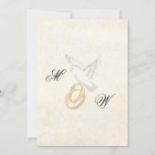 Elegant Botanical Greenery Dove & Rings Wedding セーブザデート (裏面)