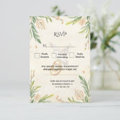 Elegant Botanical Greenery Dove & Rings Wedding 出欠カード (スタンド正面)