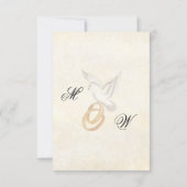 Elegant Botanical Greenery Dove & Rings Wedding 出欠カード (裏面)