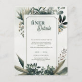 Elegant Botanical Greenery Finer Details Wedding エンクロージャーカード (正面)