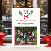 Elegant Botanical Greenery Holly Flat シーズンカード