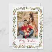 Elegant Botanical Greenery Merry Christmas 1 Photo シーズンカード (正面)