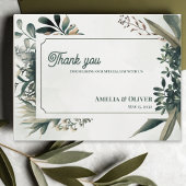 Elegant Botanical Greenery Wedding Thank You ポストカード