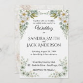 Elegant Botanical Greenery & White Floral Wedding 招待状 (正面/裏面)