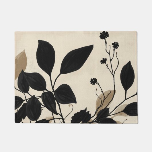 Elegant Botanical Leaf Area Rug ドアマット (正面)
