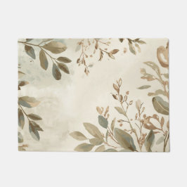 Elegant Botanical Leaf Area Rug ドアマット