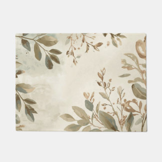 Elegant Botanical Leaf Area Rug ドアマット