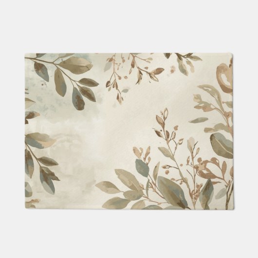 Elegant Botanical Leaf Area Rug ドアマット (正面)