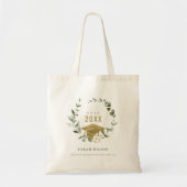 Elegant Botanical Leafy Wreath Gold Graduation トートバッグ (正面)
