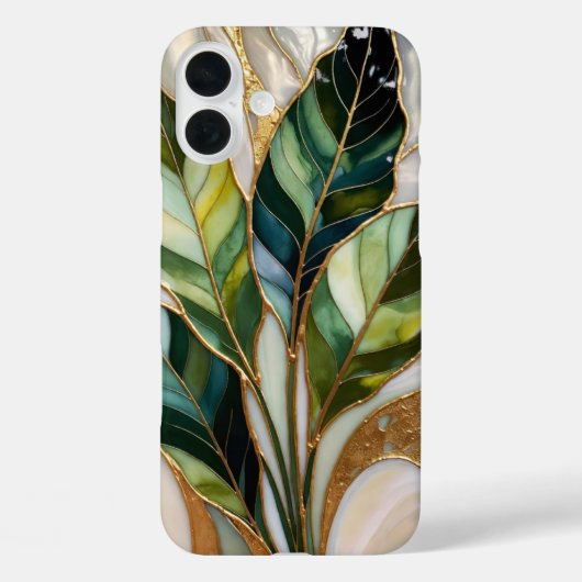 Elegant Botanical Leaves iPhone Case Beige Gold Case-Mate iPhoneケース (裏面)