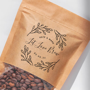 Elegant Botanical Let Love Brew Wedding Favor セルフインキングスタンプ