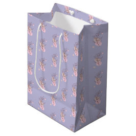 Elegant Botanical Line Art Favor Bag ミディアムペーパーバッグ