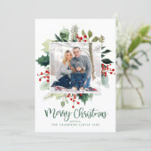 Elegant Botanical Merry Christmas Greenery  シーズンカード (スタンド正面)