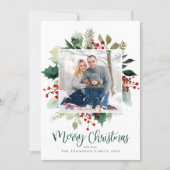Elegant Botanical Merry Christmas Greenery  シーズンカード (正面)