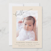 Elegant Botanical Minimalist Hello Photo Birth 案内状 (正面)