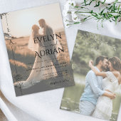 Elegant Botanical Modern Minimalist Photo Wedding 招待状