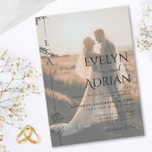Elegant Botanical Modern Minimalist Photo Wedding 招待状