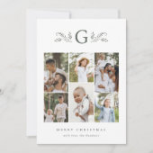 Elegant Botanical Monogram 6 Photo Collage シーズンカード (正面)