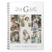 Elegant Botanical Monogram 6 Photo Collage ノートブック (正面)