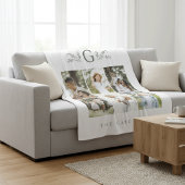 Elegant Botanical Monogram 6 Photo Collage フリースブランケット