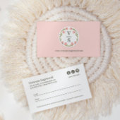 Elegant Botanical Monogram Crest Photo 予約カード