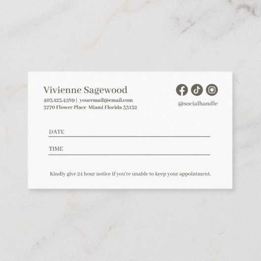 Elegant Botanical Monogram Crest Photo 予約カード (裏面)