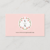 Elegant Botanical Monogram Crest Photo 予約カード (正面)