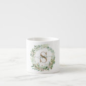 Elegant Botanical Monogram Espresso Mug with Name エスプレッソカップ (正面)
