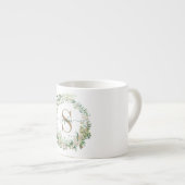 Elegant Botanical Monogram Espresso Mug with Name エスプレッソカップ (正面右)