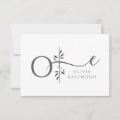 Elegant Botanical Monogram Flat Note Card ノートカード (正面)