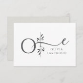 Elegant Botanical Monogram Flat Note Card ノートカード (正面/裏面)