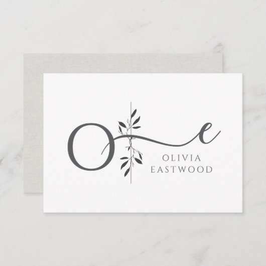 Elegant Botanical Monogram Flat Note Card ノートカード (正面/裏面)