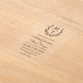 elegant botanical monogram initials wedding アクリル招待状 (レイダウン)
