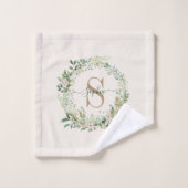Elegant Botanical Monogram Towel with Custom Name バスタオルセット (ウォッシュタオル)