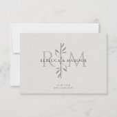 Elegant Botanical Monogram Wedding サンキューカード (正面)
